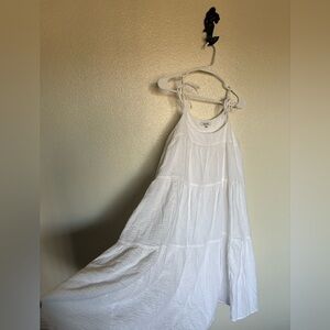 Madewell - White Cotton Tie Straps Tiered Dress (L)